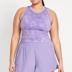 Old Navy Purple Tie-Dye Fitted Crop Tank Top